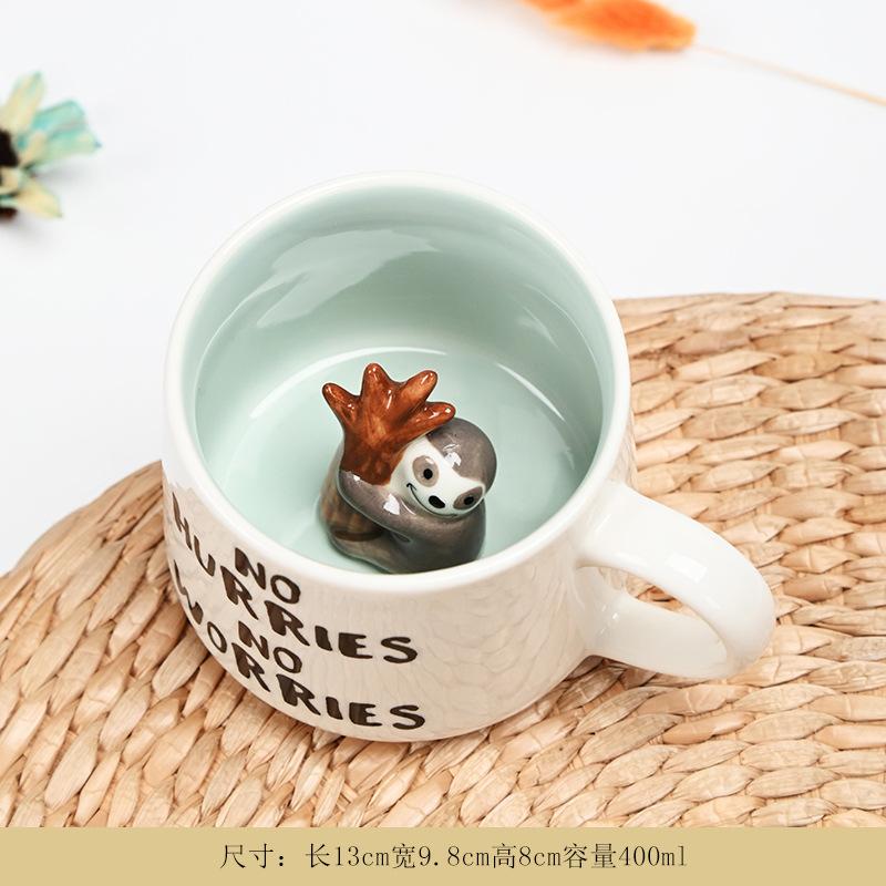 Creative Cute 3D Animals Shape Ceramic Mug Milk Coffee Cup with Handle for Gift Home Kitchen Drinkware Multishape Mugs