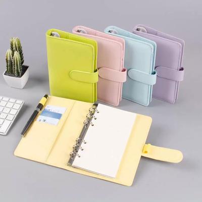 Spiral Mini Business Planner Loose-Leaf Work Agenda PU Leather Cover A5 A6 Notebook 6 Rings Macaron Candy Color