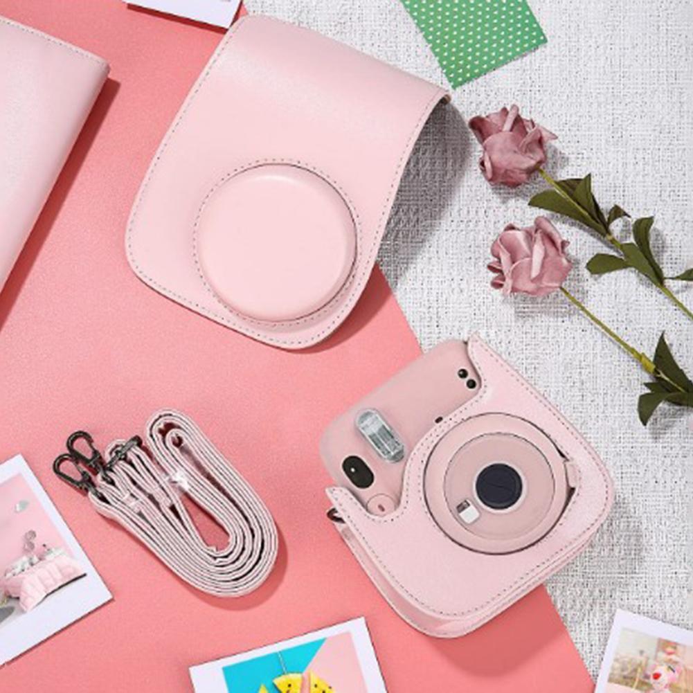 Leather Camera Storage Organizer  Camera Bag Photo Case with Shoulder Strap/Photo Album for Fujifilm Instax Mini 11 9 8