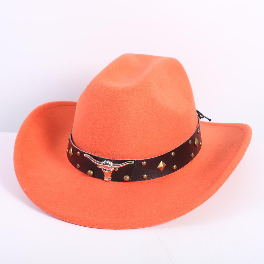 Popular European and American fashion OL style one-word cowboy hat men's and women's high-end top hat jazz hat felt hat