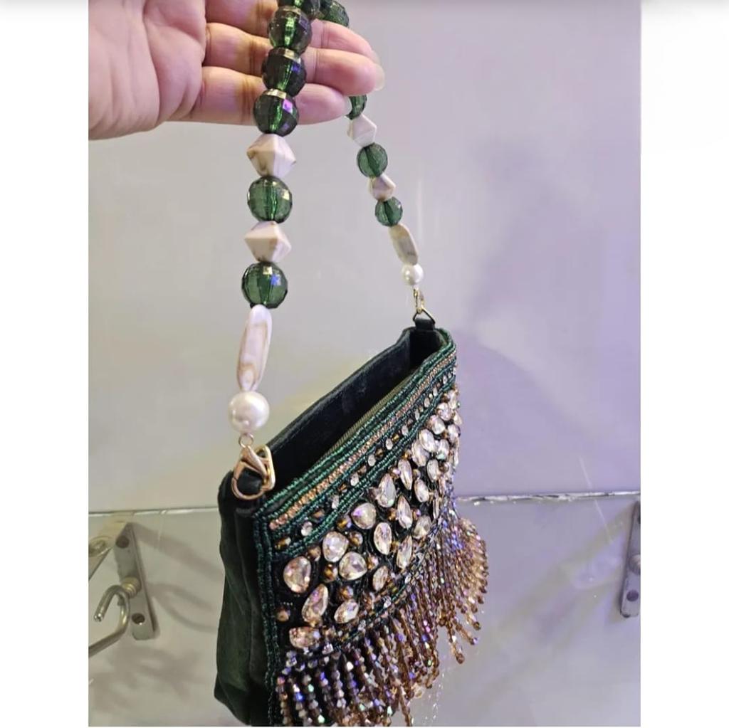 Ladies Embroidered Purse & Green Handbag Designer Partywear Wedding Gift Clutch Luxury Bride Evening Bag Bridesmaid Gift for Her Friend Mom