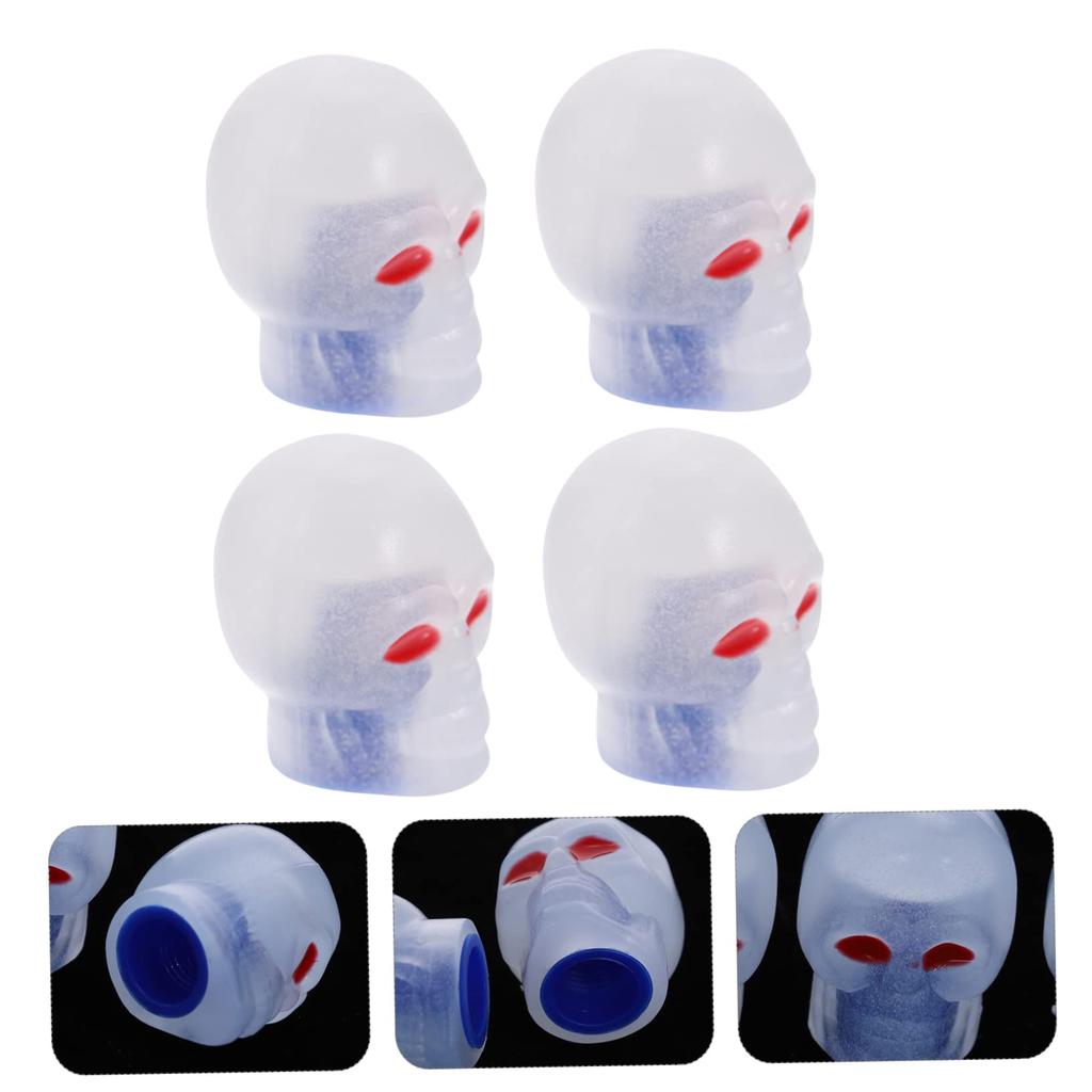 Anneome 4 Pcs Light Up Tire Pneumatic Caps Dust Caps Car Truck Motorcycle Skull Design