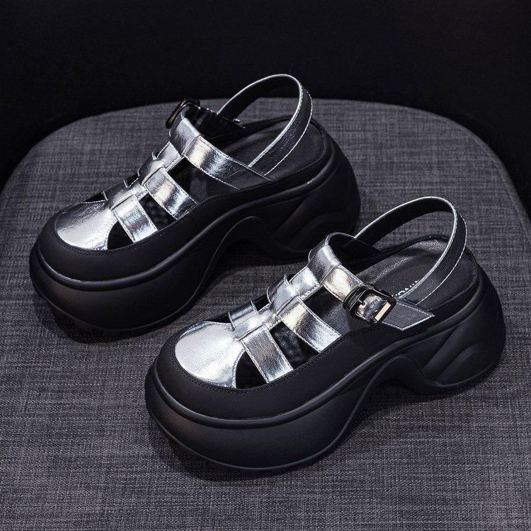 thick-soled Roman sandals women's 2026 summer new hollow breathable casual fashion versatile thick heel heightening women's sandals