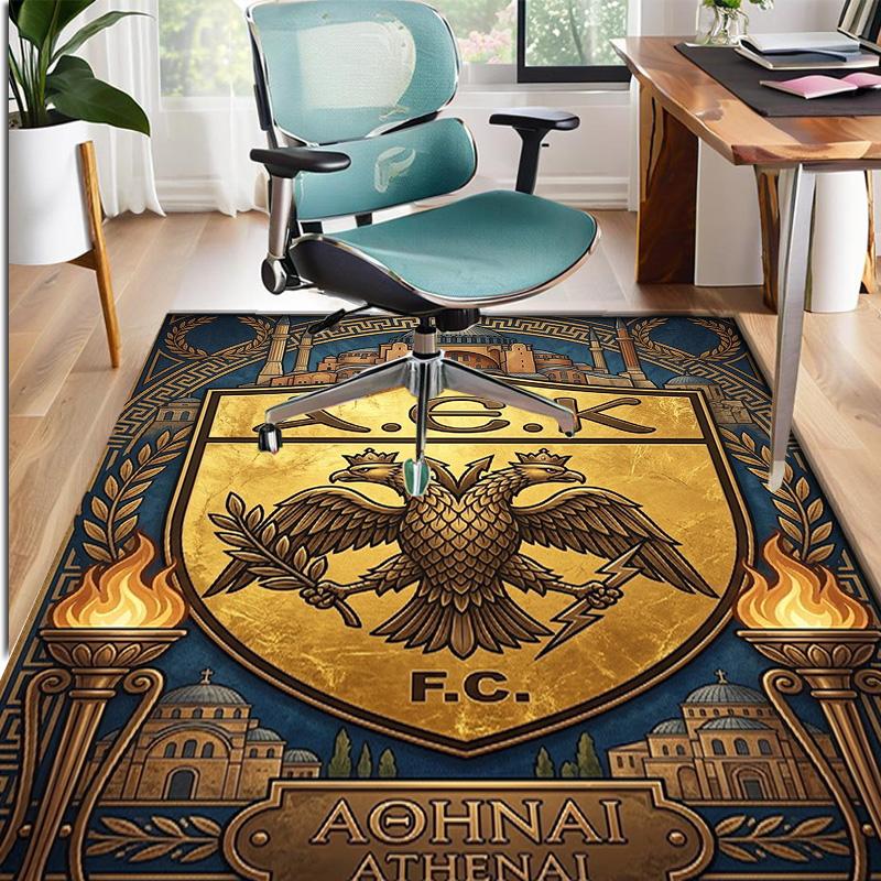 AEK Athens FC Pattern Rug, Indoor/Outdoor Mat, for Picnic, Gameroom, Bedroom, Office, Living Room, Home Decor Carpet, Birthday Gift