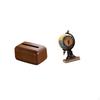 Modern Rectangular Tissue Organizer with Globe Clock Figurine Multifunctional Desk Art Craft for