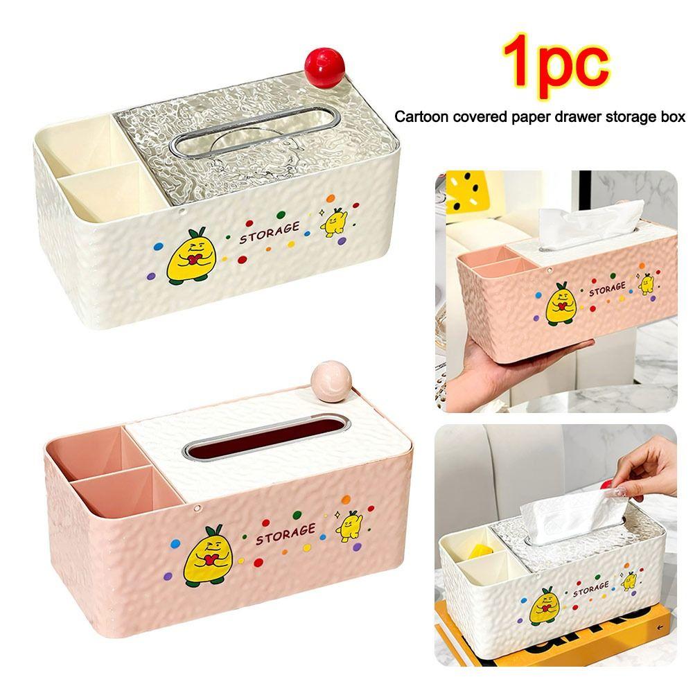 Multifunctional Tissue Box Cartoon Desktop Storage Box Cute Tissue Holder Home Office