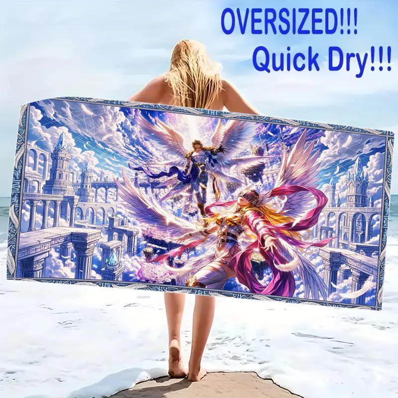 Angewomon Print Beach Towel, Large Soft Quick Dry Towel for Beach Camping Swimming