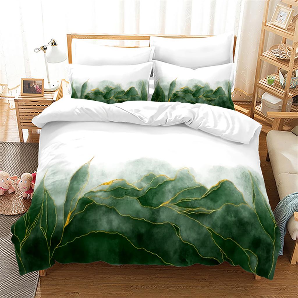 Luxury Gold Floral Duvet Cover Bohemian Leaves Microfiber Exotic Geometric King Queen for Children Adult for Bedroom Decoration