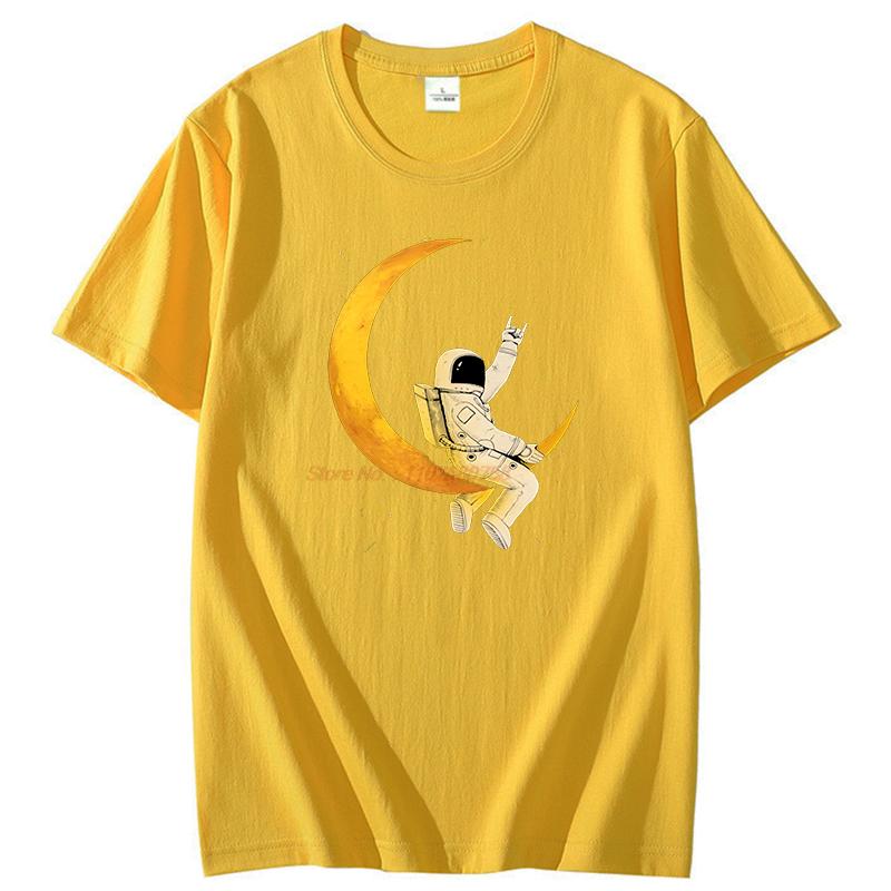 Spaceunisex Unisex On The Moon Funny Graphic T Shirts Summer Cotton Short Sleeve Tshirts Unisex Streetwear Round Neck Tshirt