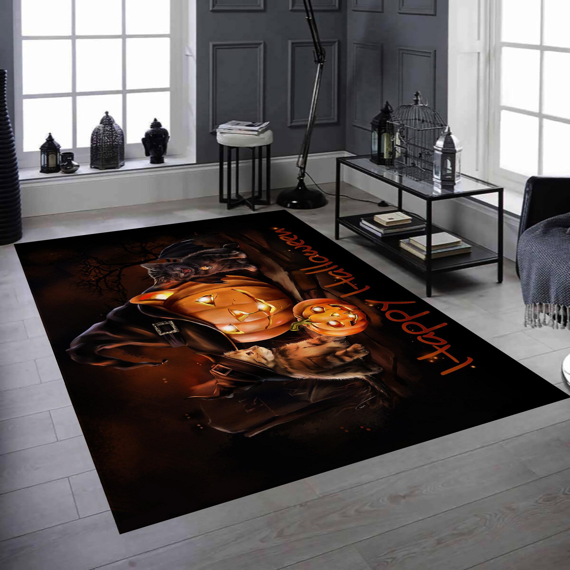 

Декоративный хлопковый тканый ковер с рисунком на Хэллоуин, современный, тонкий, моющийся устойчивый к пятнам трендовый тканый напольный ковер для комнаты 40 x 60 cm