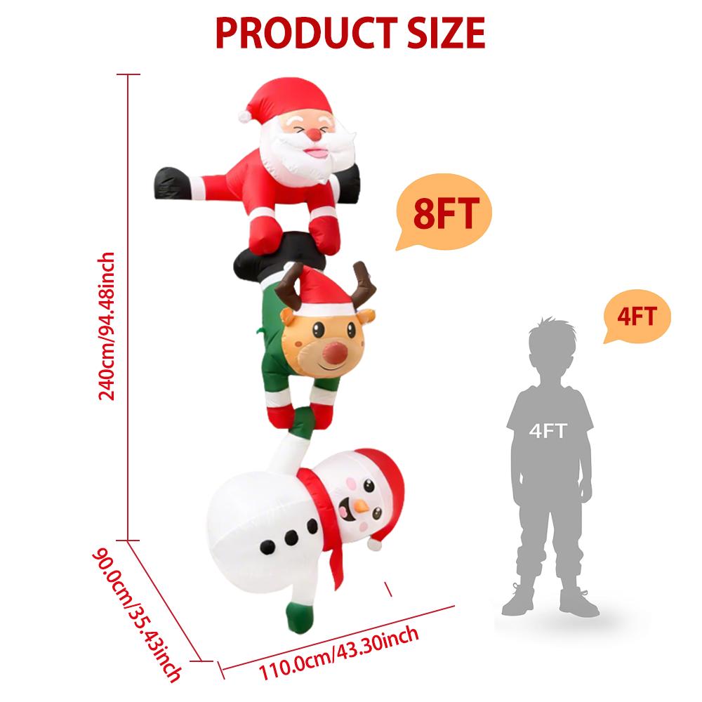 2.4M 8FT Hanging Christmas Inflatables Decorations Santa Claus Reindeer Snowman Xmas Decor Outdoor Indoor Home Party