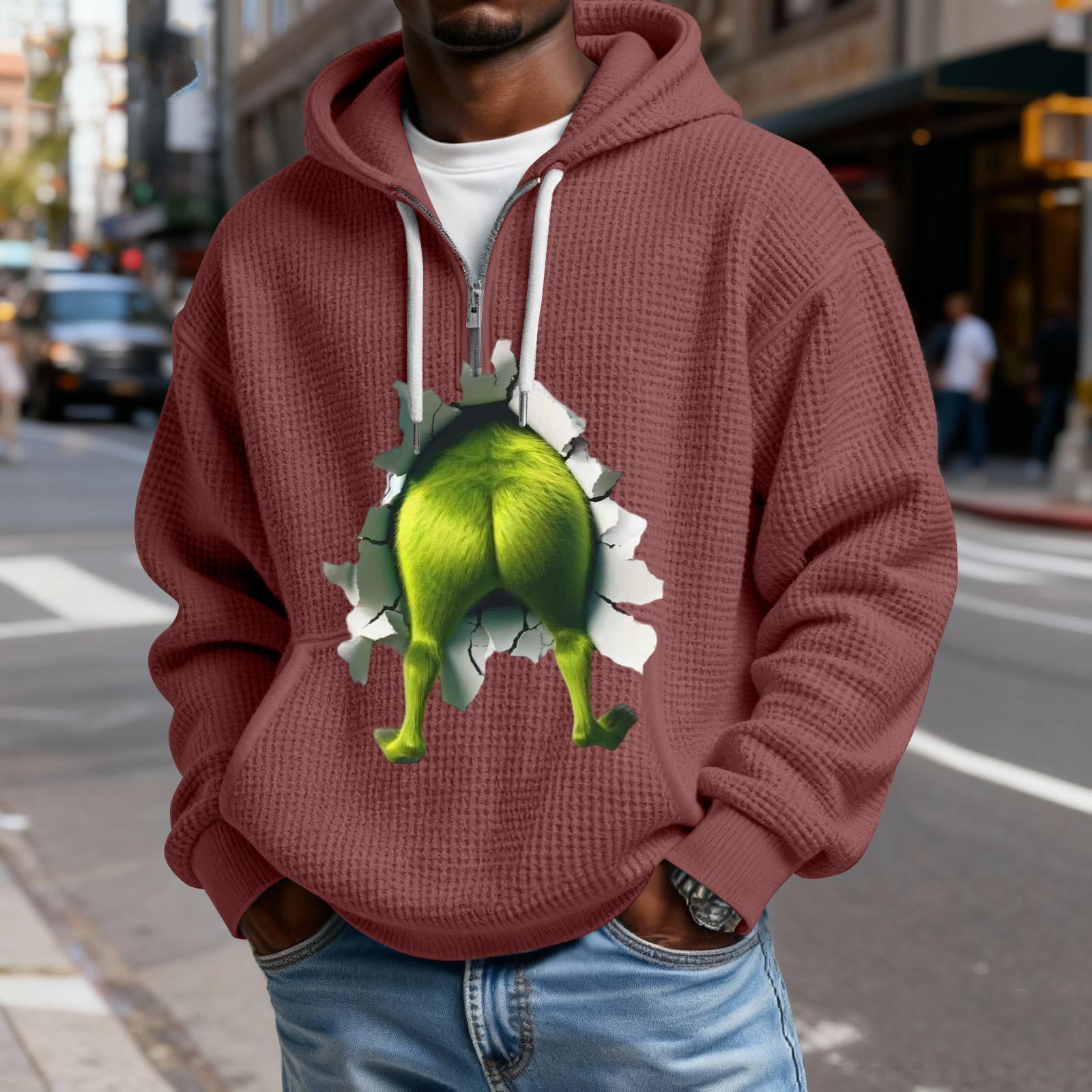 

Мужская повседневная однотонная толстовка с капюшоном и длинным рукавом на молнии Mokaloha, повседневная футболка с длинным рукавом на молнии L винный