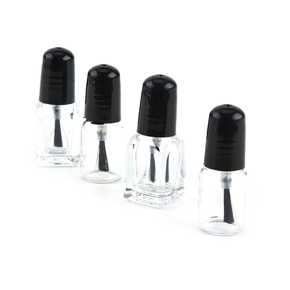 2ml/3ml Empty Nail Polish Clear Glass Bottle Storage Container with Black Cap