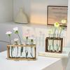 1 Set Creative Hydroponic Plants Container With Wood Frame Transparent Test Tube Vase Bonsai Home Desktop Decor Crafts