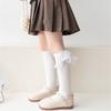 Girls Knee High Cotton Socks Big Ribbons Bow Back To School Socks, Ribbons Bows Long Socks Uniform Party Wear Stockings