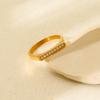 Ins Design Full Row Zircon D-shaped Ring Plated with 18K Gold Stainless Steel Ring Light Luxury High-end Jewelry