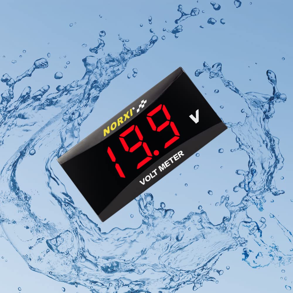 Norxi Motorcycle Voltmeter Waterproof Voltmeter for Motorcycles, Motorcycles, and Scooters,