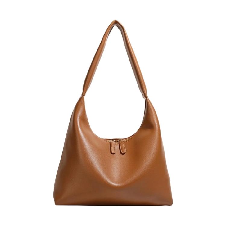 Shoulder Bag for Women Retro Pu Leather Clutch Purses Simple Hoboes Handbag with Zipper Closure Evening Underarm Purse