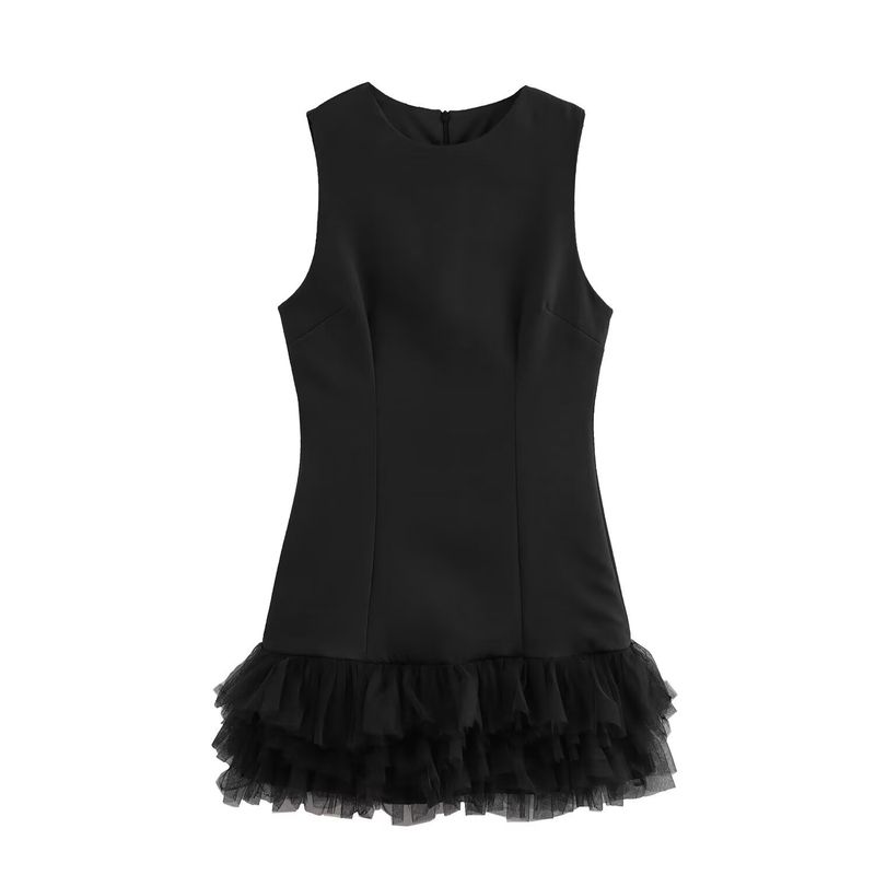 Kaslead New Arrival Women's Clothing Fashion Style Fashion Minimalist Silk Net Patchwork Dress 4661289