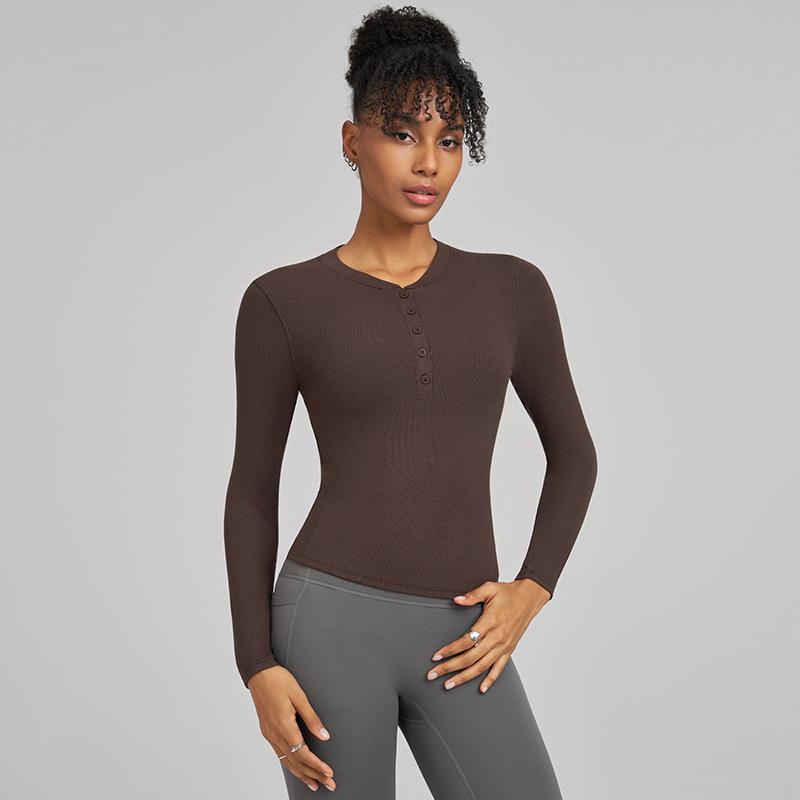 

Huaton Women s Ribbed Quick-Dry Long Sleeve Yoga Top - Breathable Activewear for Running & Pilates S