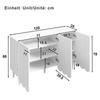 Modern White Sideboard with Wave Doors – 120x35x80 cm – Handleless, Adjustable Shelves – Storage for Living Room, Hallway & Dining Room