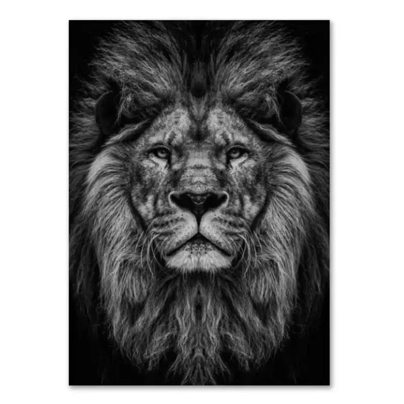 Animal Family Poster Lion Family Print Black and White Canvas Wall Art Modern Painting Picture Decor for Bedroom Wall Art Gift