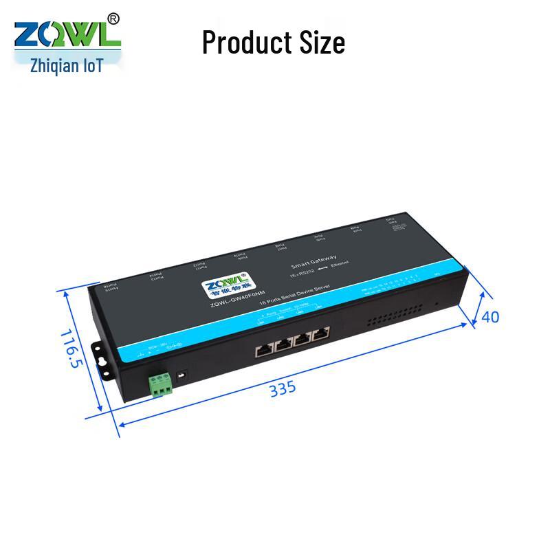 ZQWL 4-Port Ethernet 16-Channel RS232 Serial Server