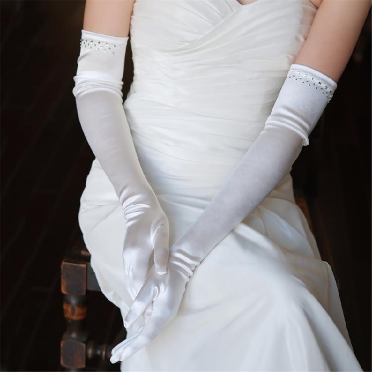 Elegant Gloves Crystal Full Finger for Proms Concert Evening Banquet Accessory Long Gloves for Bride and Bridesmaids