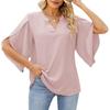 Autumn/Winter 2025 European & American Ruffle Edge Petal Sleeve Loose V-Neck Chiffon Top