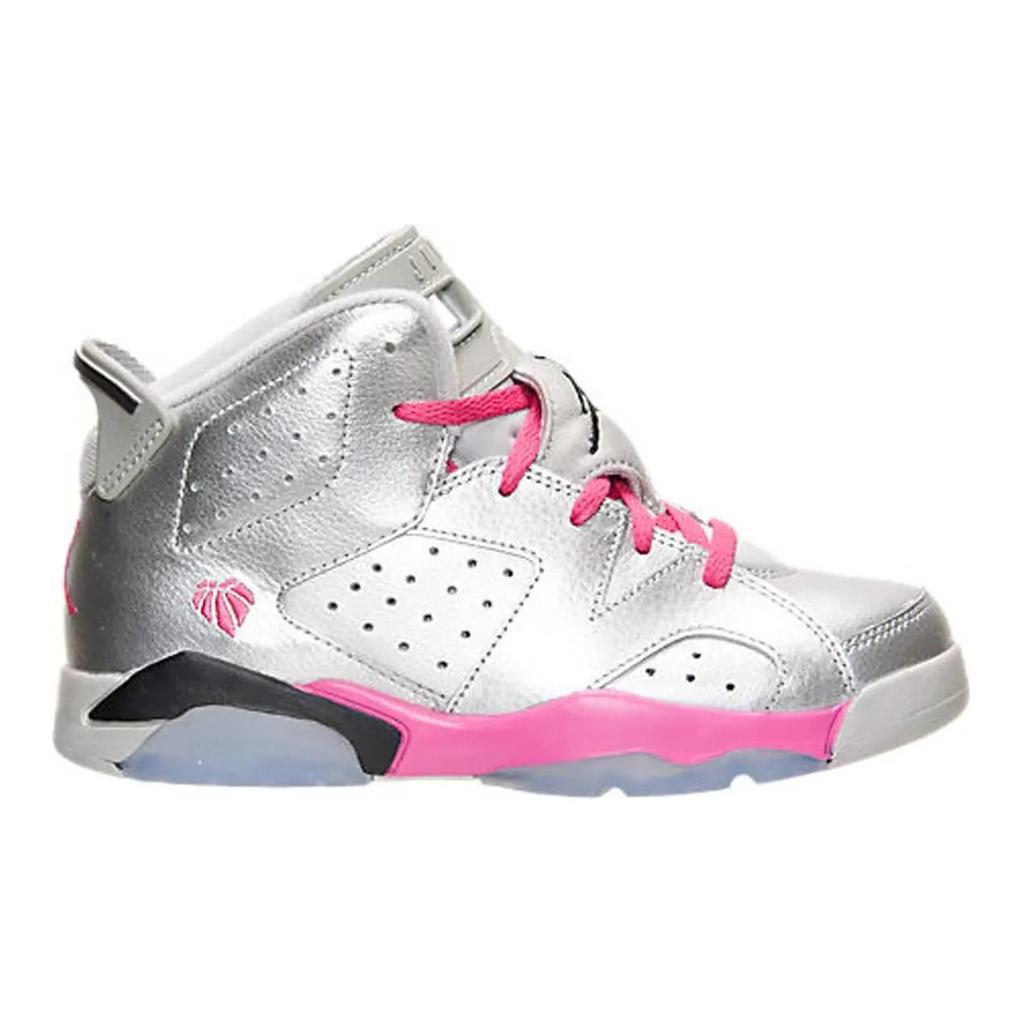 Air Jordan 6 Retro PreSchool 'Valentines Day' (Unisex) Metallic Silver / Vivid Pink / Black Kids' Basketball Shoes 543389 009