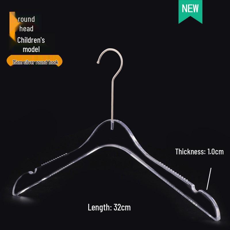 Acrylic Non-slip Clothing Hanger with Pant Clips for Men, Women, and Children - Transparent Plastic with Logo Single
