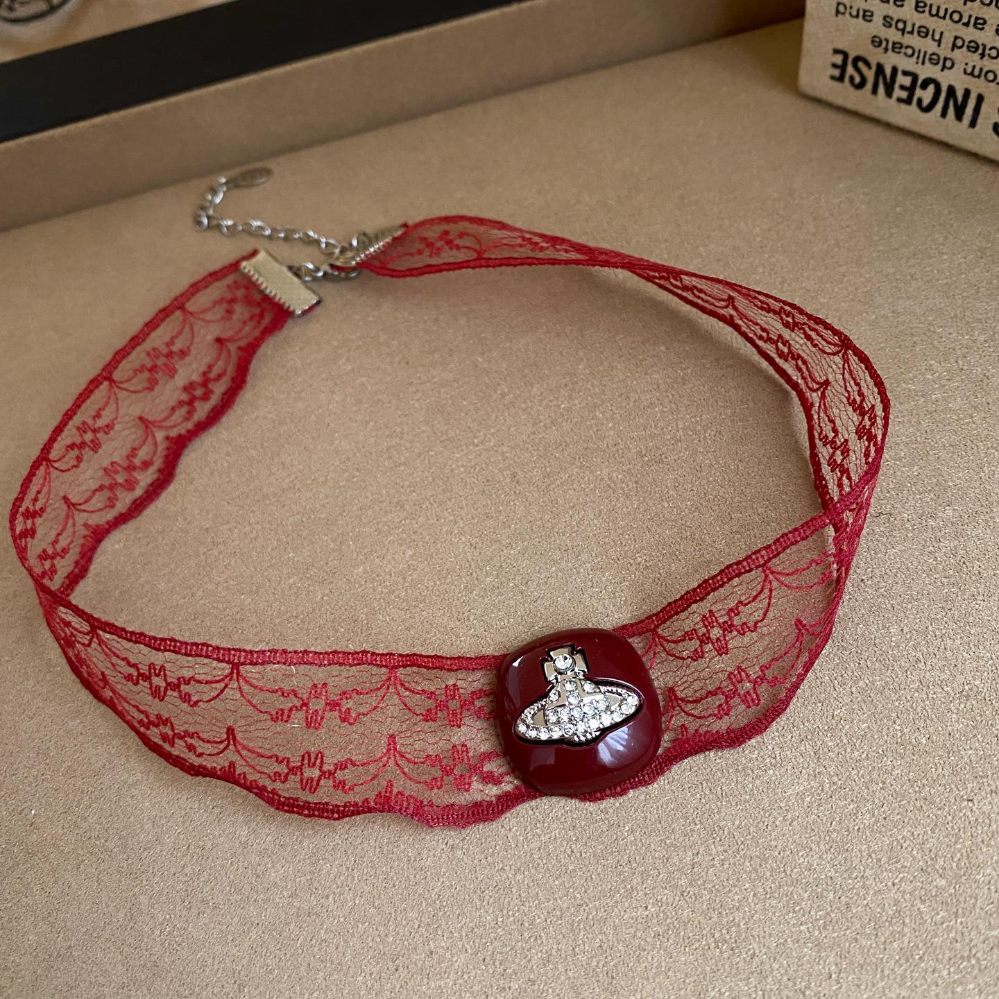 Кружево Кружево Алмазный Круглый Цветок Смола Сатурн Ожерелье Легкая Роскошь Ожерелье Винтажное Ожерелье