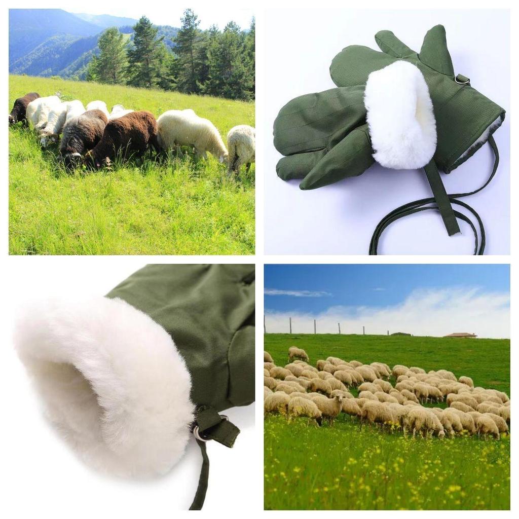 Wool Winter Fur Gloves - Thick, Windproof, Extra Warm Snow Gloves for Labor Protection