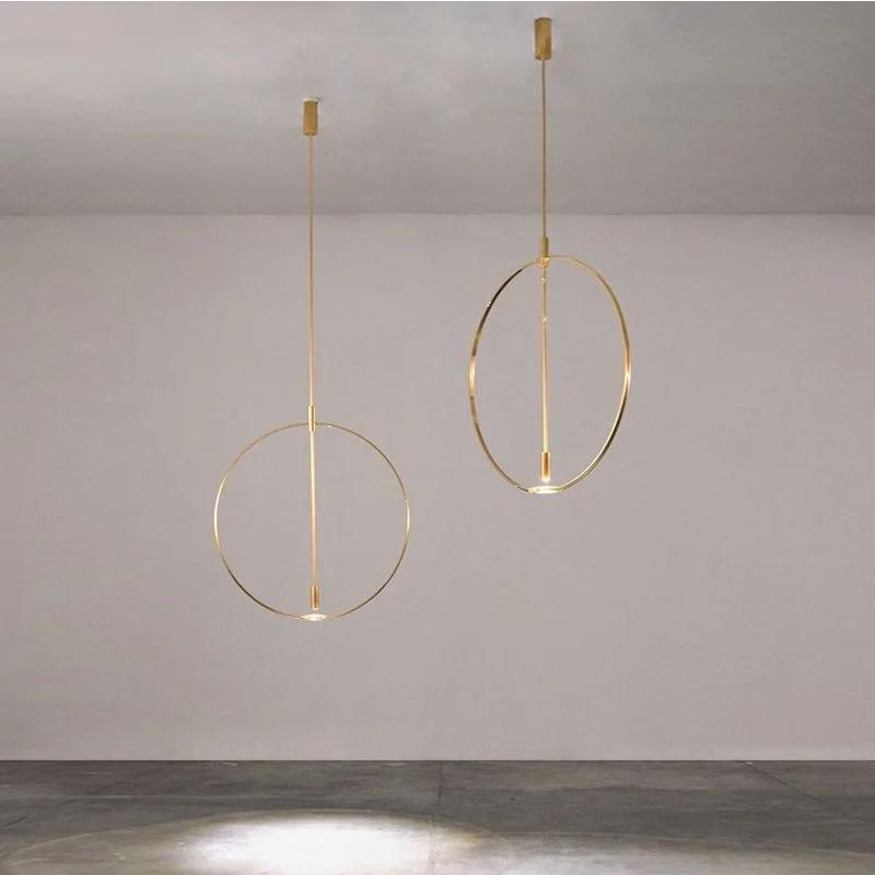 Nordic Ring Pendant 45cm/60cm Golden Pendant Simple Model Room Dining Room Living Room Art Exhibition Decorative Light