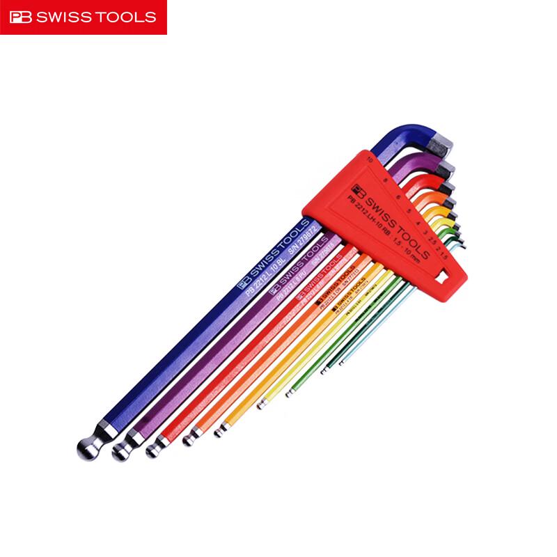 PB Swiss Tools 9-Piece Extra-Long Colored Ball-End Hex Key Set