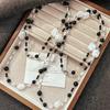 Vintage High Quality Natural Freshwater Baroque Pearl Black Agate Artificial Crystal Pearl Sweater Chain Item