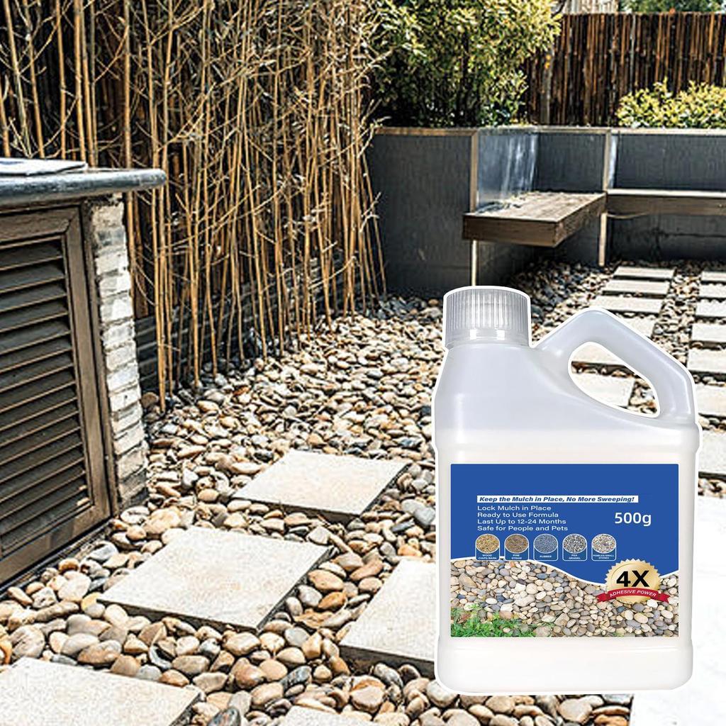 500g Mulch Gestein Kleber Erbsenkies Klebriger Gesteinskleber Schnelltrocknendes Spray Außenbereich Garten Terrasse Steine Landschaftskleber Mehrzweck