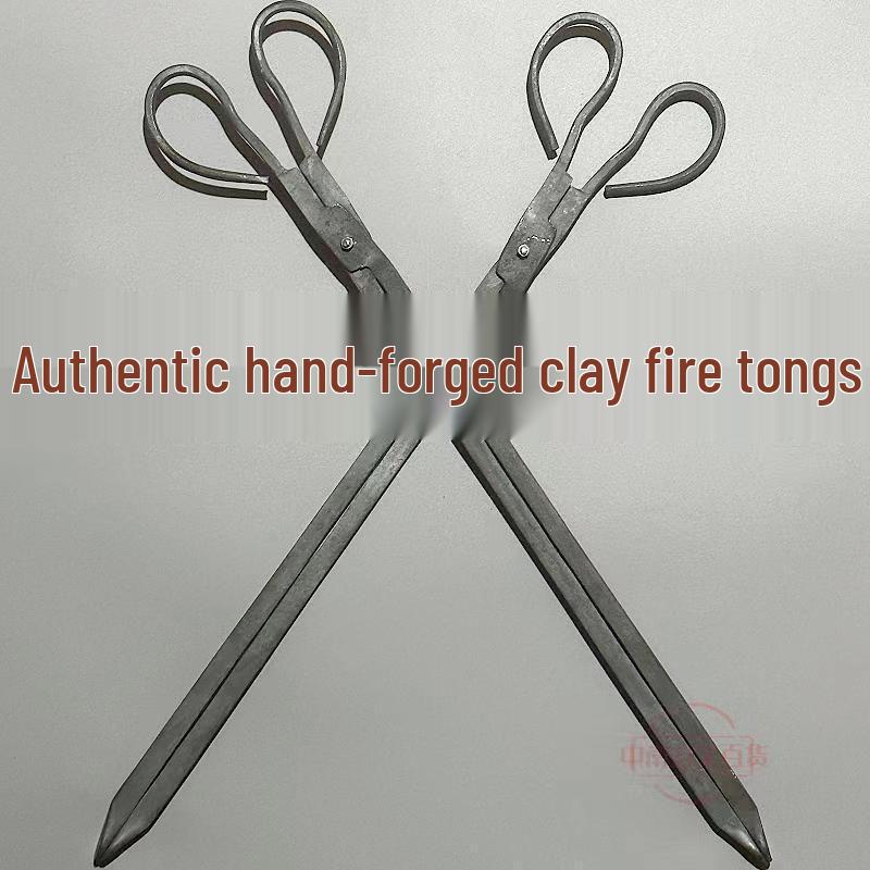 Handmade Long Steel Fire Tongs: Thick, Old-Fashioned Design for Sanitation & Cleaning