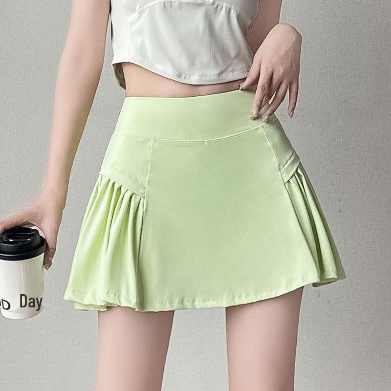 Dámská letní 2025 tenisová a jógová sukně z ledového hedvábí s ochranou proti slunci - Středně dlouhá pro sporty jako badminton a fitness