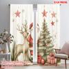 2pcs,2D Plane Printing Curtains Digital Printed Cute Christmas Santa Reindeer Tree (3) Durable 100% Polyester Fabric (without