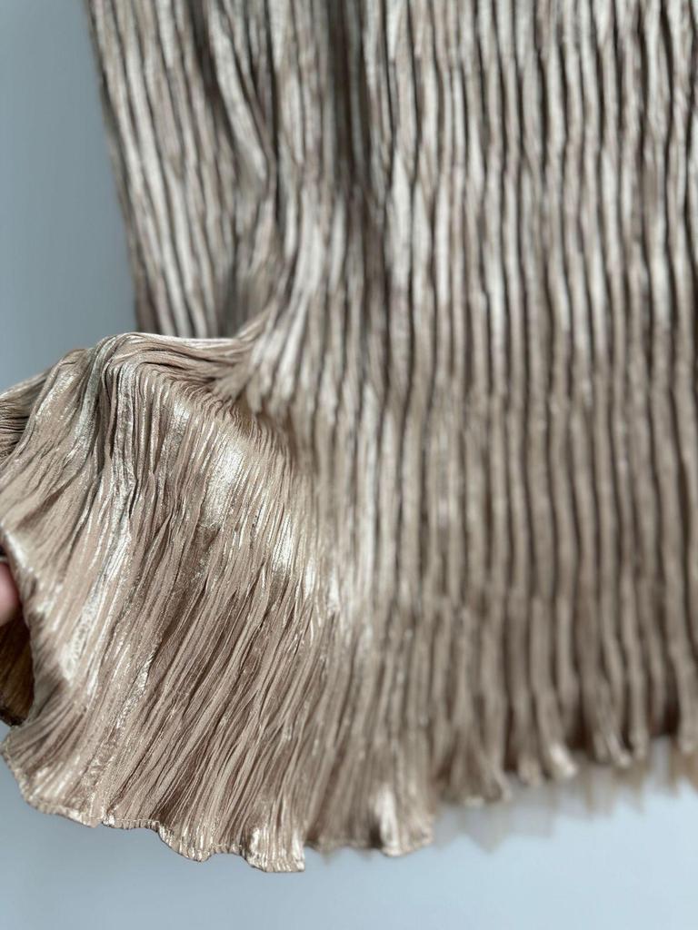 Reversible Crushed Pleated Midi A-Line Skirt with High-End European & American Style