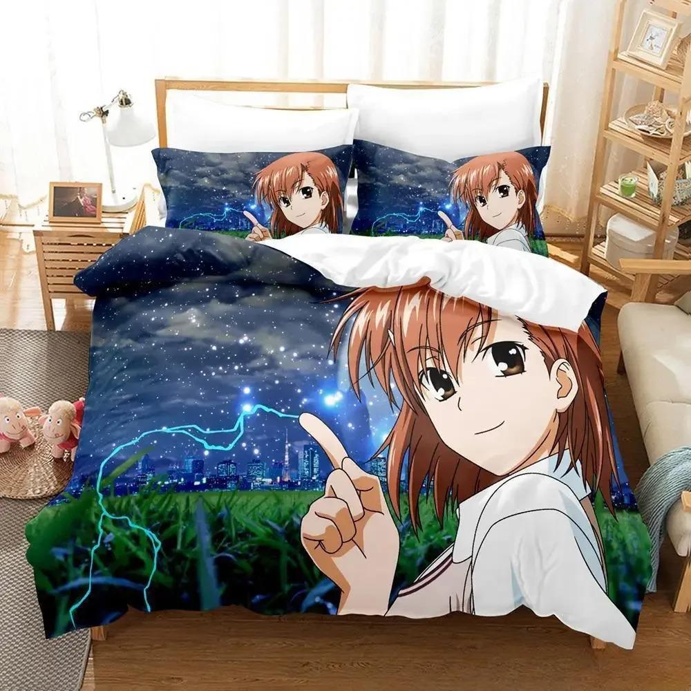 New Misaka Mikoto Bedding Set Single Twin Full Queen King Size Bed Set Adult Kid Bedroom Duvet cover Sets 3D Anime Bed Sheet Set
