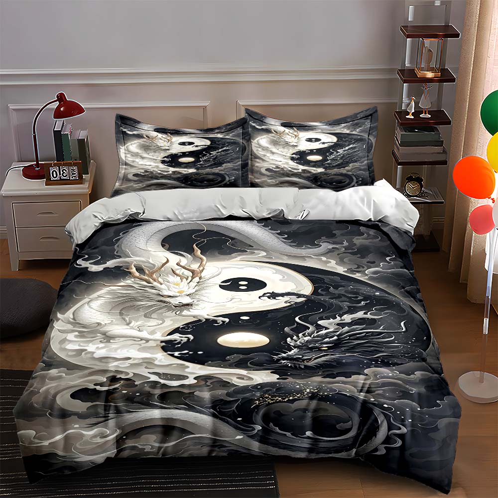

Yin Yang Dragons Bedding Duvet cover sets Duvet covers Pillowcases gifts (1 * Duvet Cover 2 * Pillowcases, without duvet insert) 135x200cm