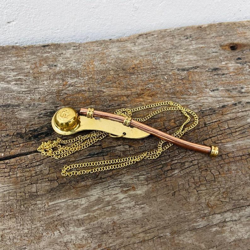 Nautical Maritime Brass/Copper Boatswain Whistle~Bosun Call Pipe~with Wood Box