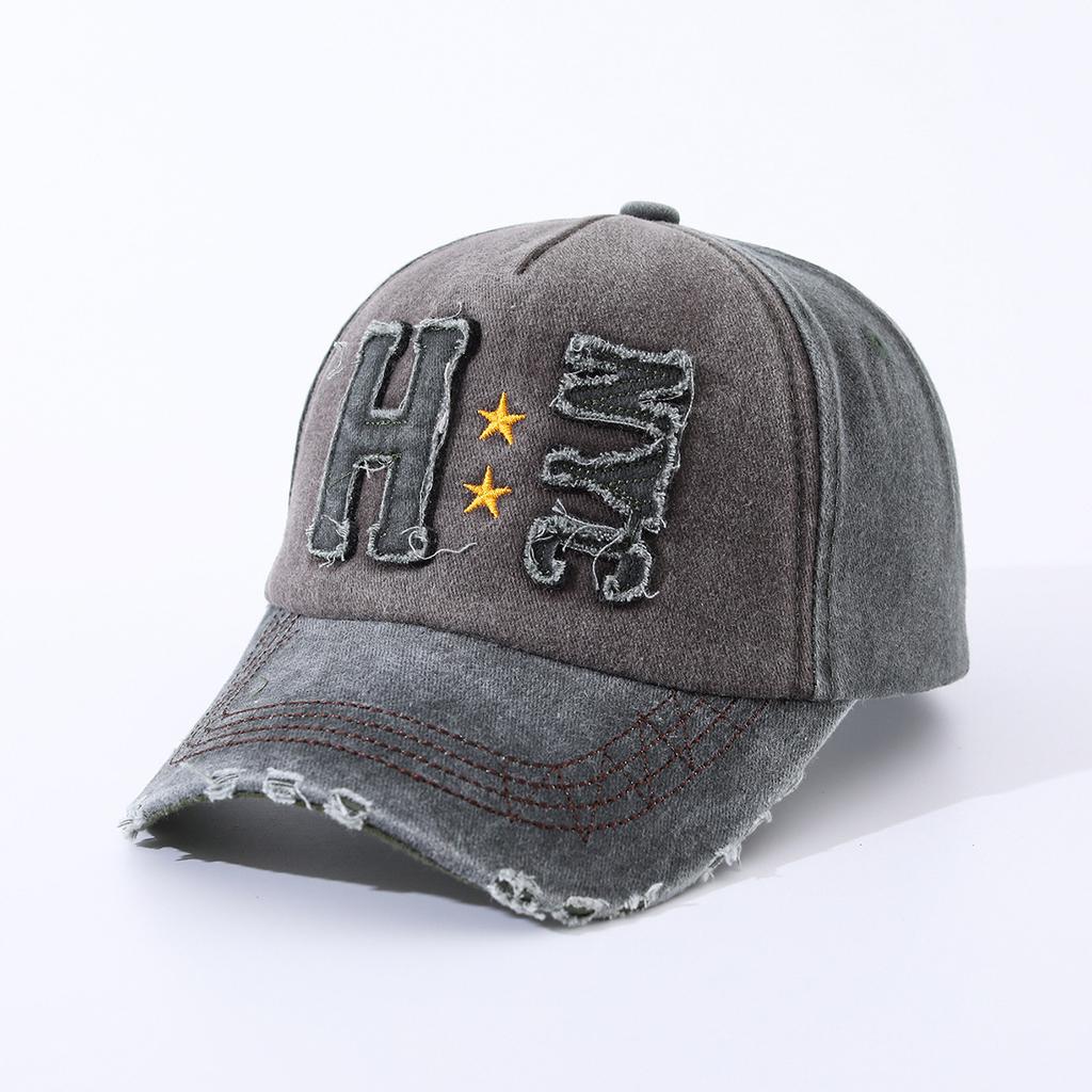 Washed Cotton Patch Embroidery Sun Protection Cap Baseball Cap Sun Hat Outdoor Hat Trend Men'S And Women'S Duck Tongue