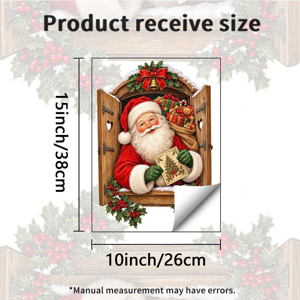 Vintage 3D Santa Claus Wall Sticker Self Adhesive Removable Bedroom Holiday Decor