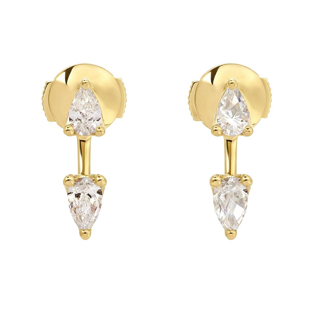 

1CT D Color Moissanite Teardrop Earrings - 925 Sterling Silver Plated 18K Gold Drop Earrings for Women Luxury Sparkling Jewelry золотой