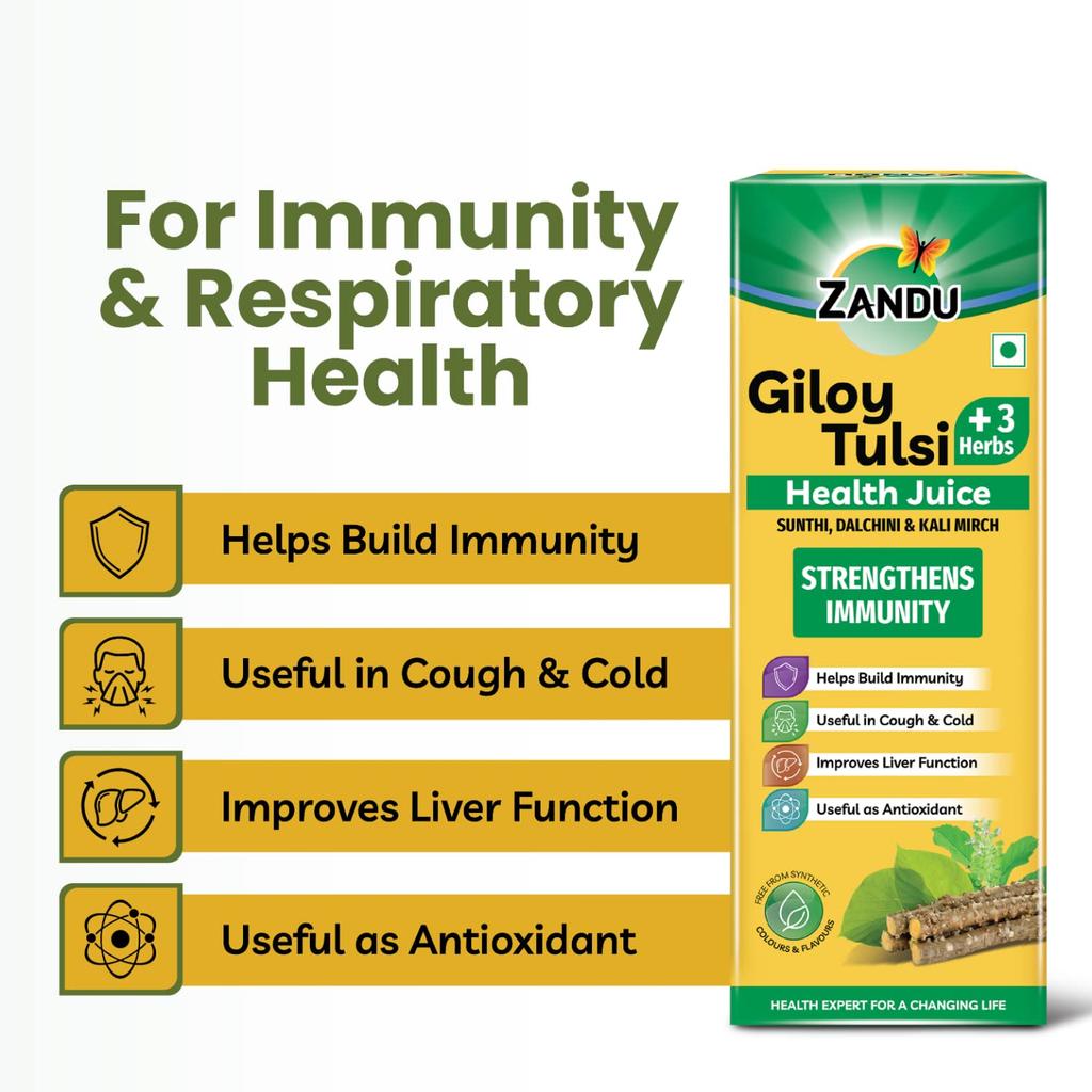 Zandu Giloy Tulsi Health Juice With 3 Added Herbs 1 L Natural Herbal Wellness Drink With Antioxidant Support And Daily Vitality Care