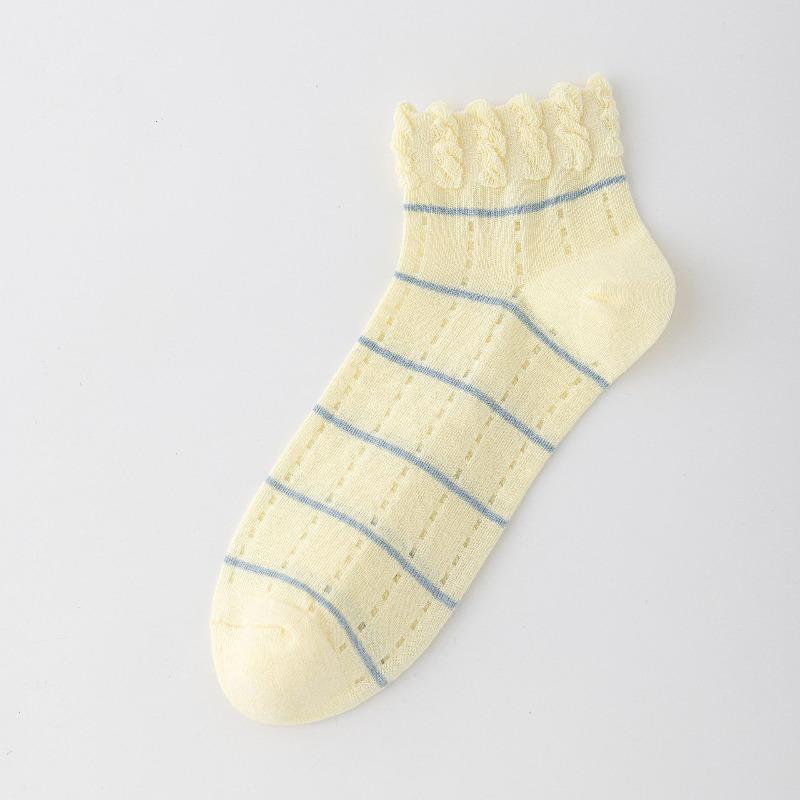 Sock Children's Spring/summer Striped Mushroom Lace Ankle Socks Trendy Versatile Breathable Cotton Short Socks with Lace