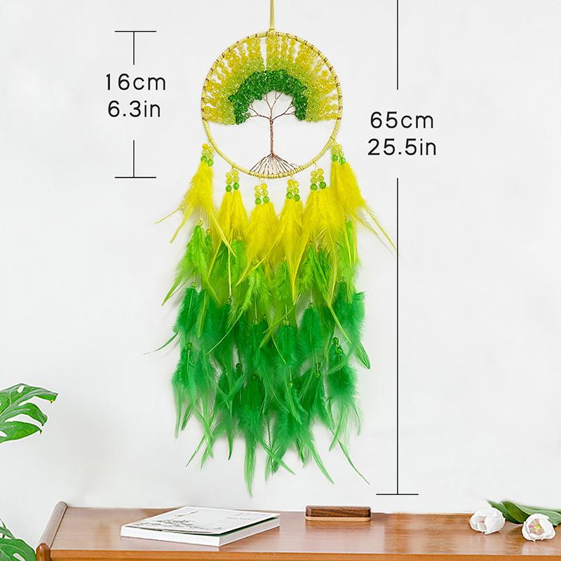 Dream Catcher Hand-woven Crystal Wind Chime Hanging Ornaments For Living Room Bedroom Creative Festival Holiday Gifts Home Decor